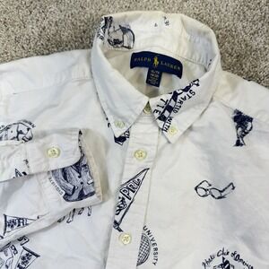 Ralph Lauren Button Down Kids Boys XL 18-20 White Collegiate Ivy League Sketch